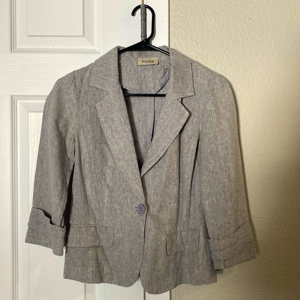 S Moss Light Grey Quarter Sleeve Blazer